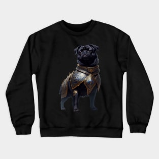 Mighty Black Pug in Heavy Mythical Armor Crewneck Sweatshirt